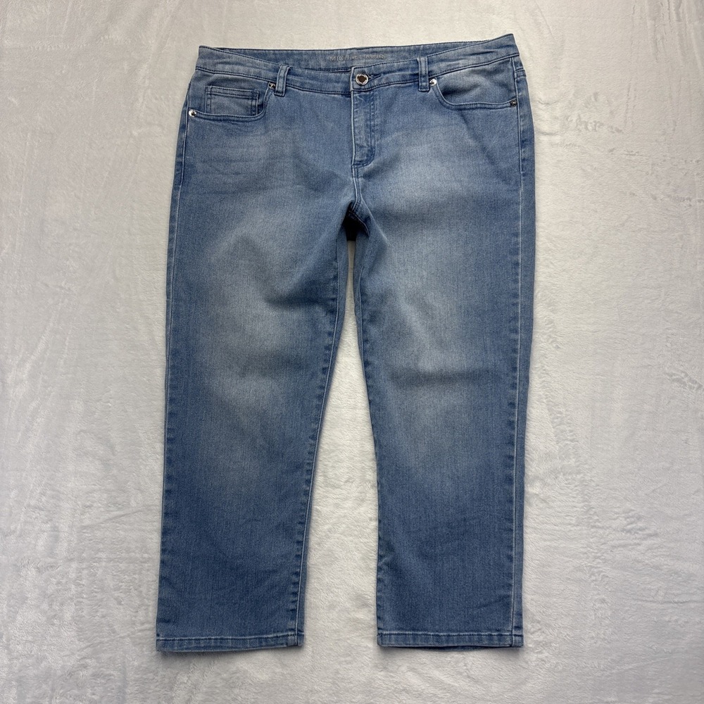 Michael Kors Skinny Cropped Jeans Womens 12 Light Wash Stretch MK Logo